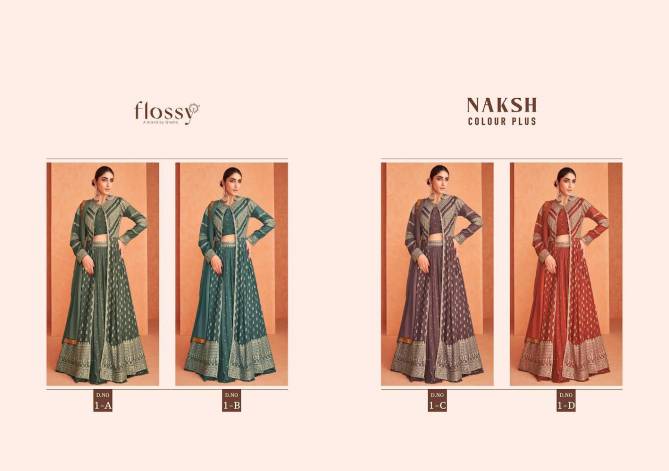 Naksh Colour Plus By Flossy Georgette Indo Western Lehenga Choli Catalog